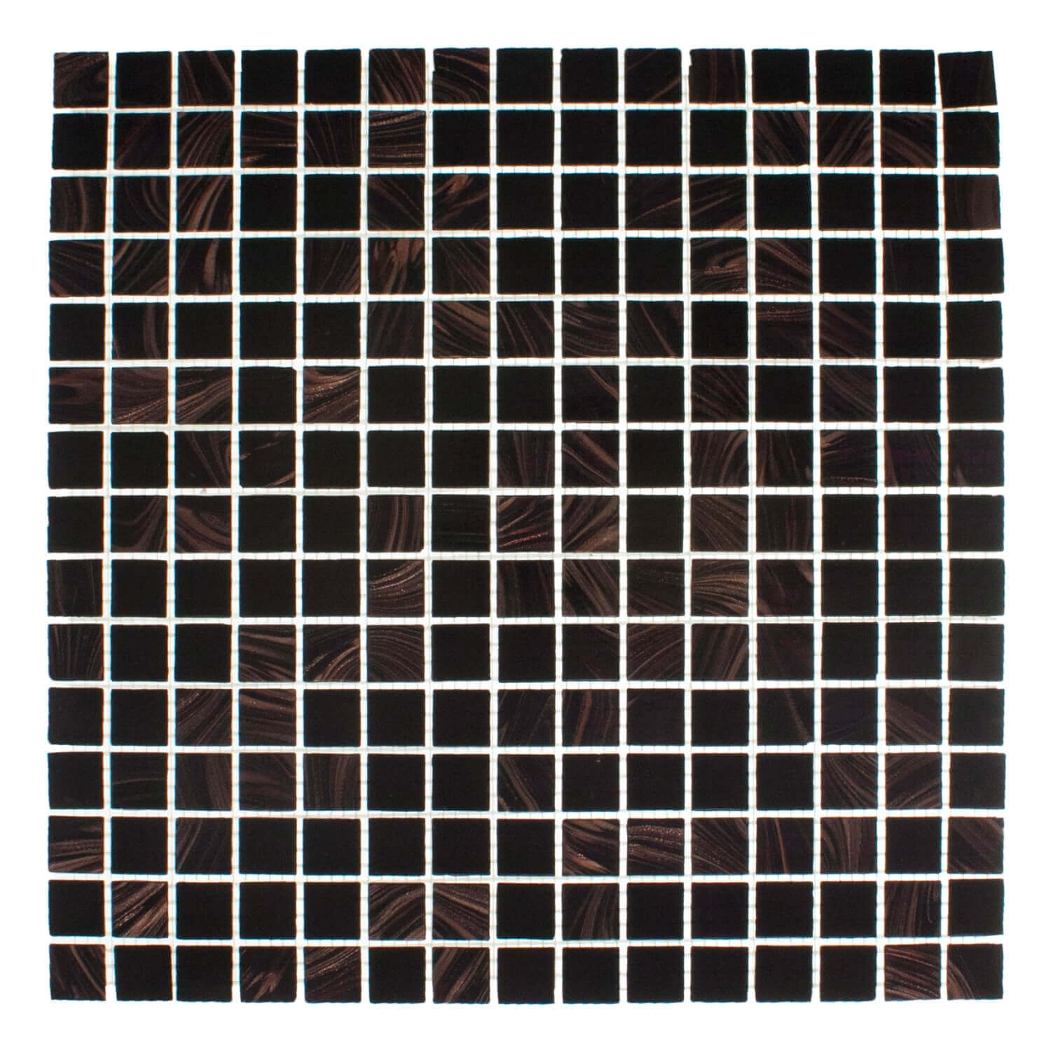 Gils Night Sky glass mosaic tile 30×30, dark with golden bronze streaks