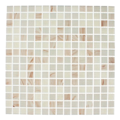 Gils Latte glass mosaic tile 30×30, soft milk-coffee blend