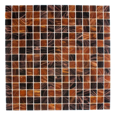 Gils Mocca glass mosaic tile 30×30, deep brown multicolor